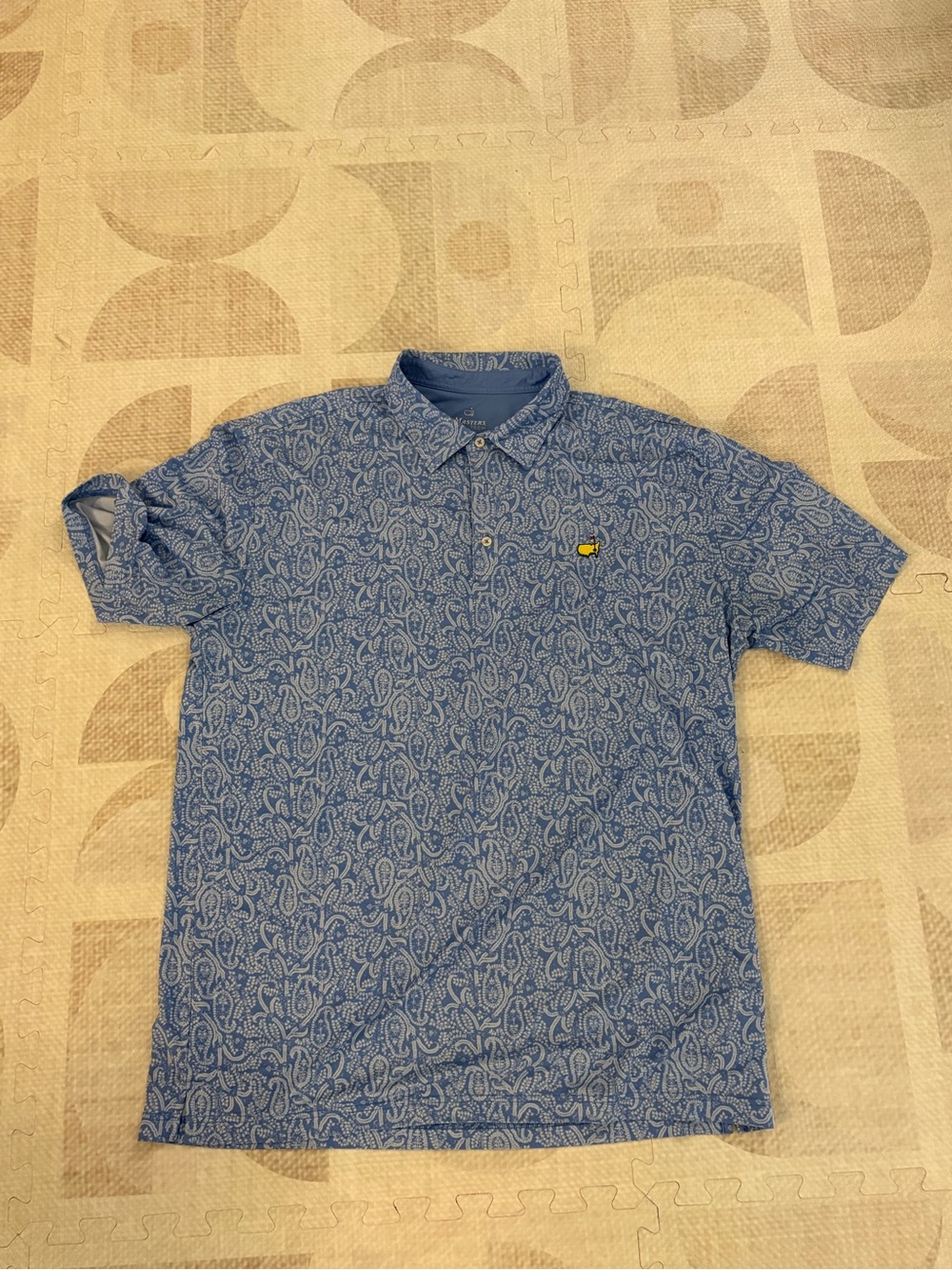 Masters Blue Paisley Golf Polo with Yellow Logo